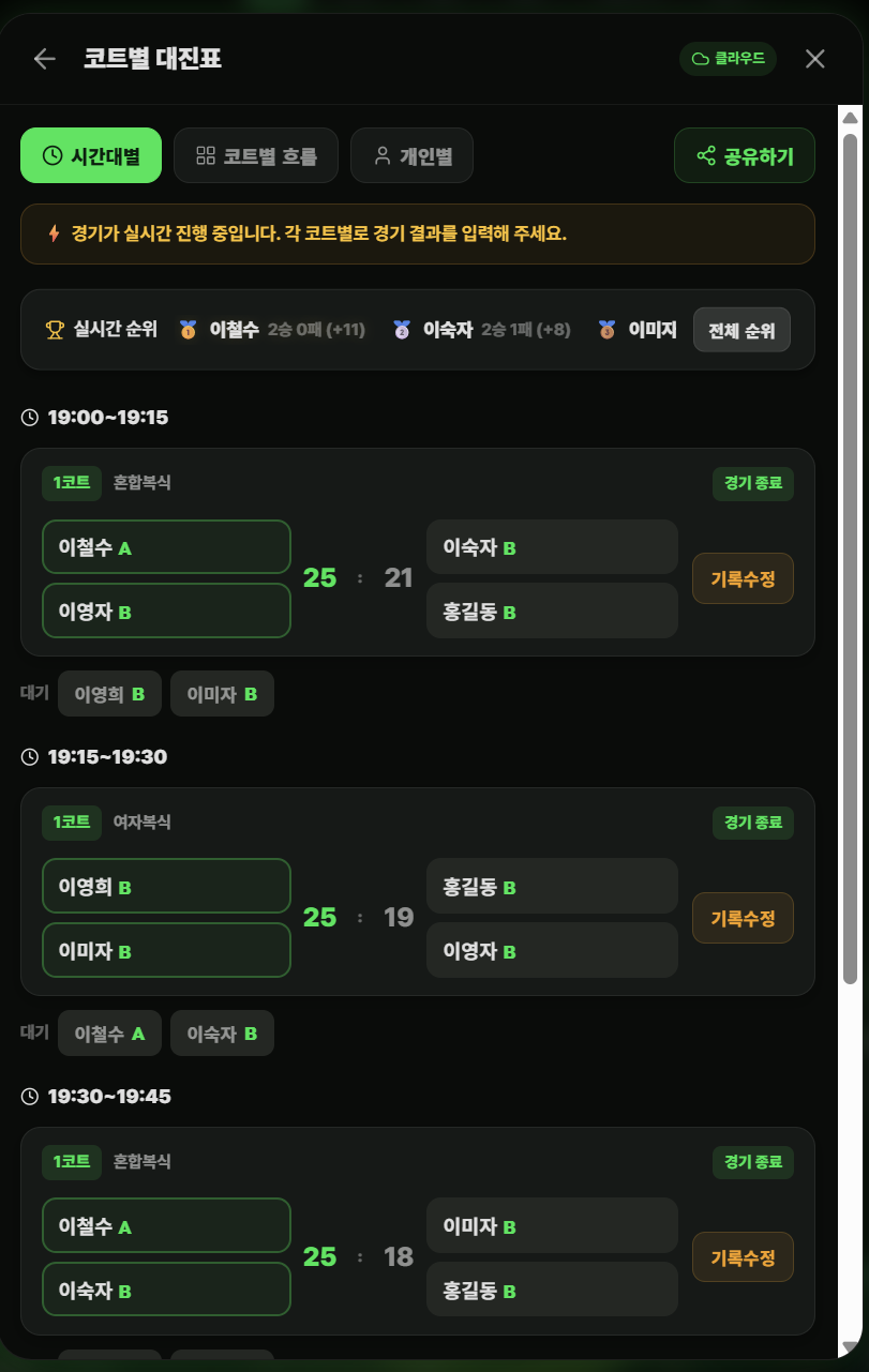 실시간 등수